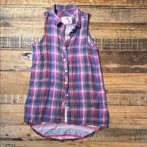 Justice Sleeveless Plaid Shirt Youth size 8